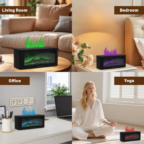 TOWEBOORY 7 Essential Oil Diffuser, Color Flame Fireplace Aroma Humidifier Aromatherapy Aroma Machine Small Mini