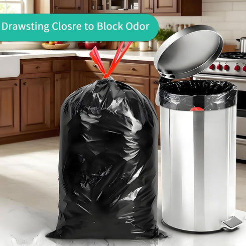 Putanfoxun 13 Bags,13+ (100) Tear-Free Trash Bags Gallon,Black Drawstring Kitchen Garbage Gallon Tall Kitchen Trash Bag