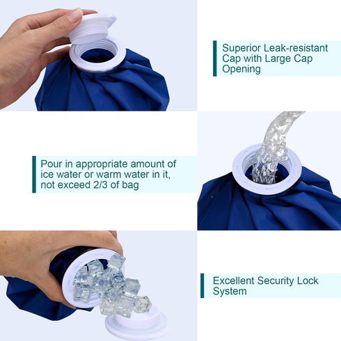 Upgrade Ice Pack 2 PCS Reusable, 11in & 9in Hot Water Bags for Injuries, Soothe Pain, Easy to Carry, Traditional Style