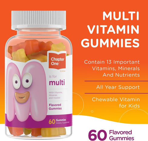 Gummy 13 (60 Gummies) D3, Gummies Zahler - Chapter One Kids Multivitamin with Vitamins & Nutrients Flavored - Certified