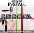 Zulay Home Mop and Broom Organizer, Wall Mount Holder for Storing Cleaning Supplies with 5 Slots, Gray
