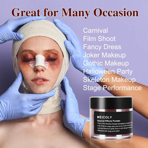 MEICOLY Brown Special Effects Powder, Ultrafine Loose Dirt Powder for Stage and Halloween Makeup, 0.88Oz