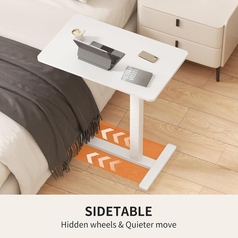 Medical Adjustable Overbed Bedside Table with Wheels, Rolling Laptop Table, Mobile Standing Desk for Home and Hospital