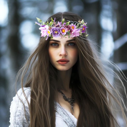 Vivivalue Fairy Floral Crown Woodland Headband, Flower Headpiece Hair Wreath for Women Girls