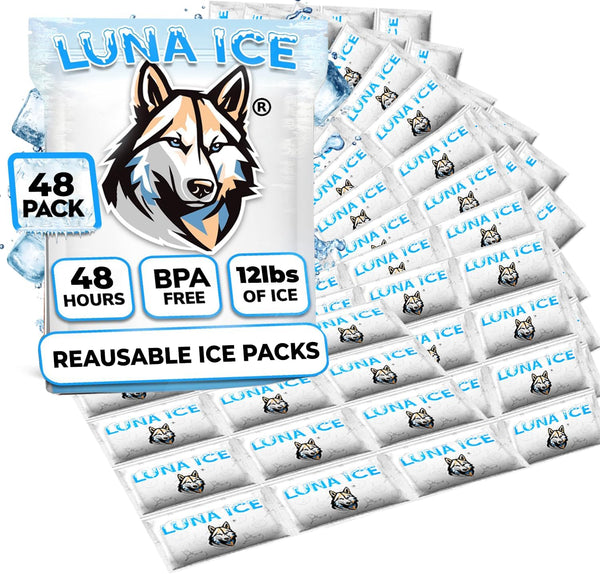 Dry Ice Packs for Shipping, Long Lasting Ice Packs, 24+ Hour Freeze Power, BPA Free, 48 Pack Bulk, 12 lb, Reusable Gel