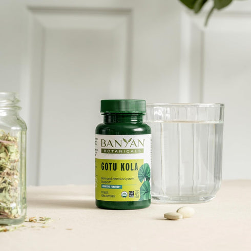 Banyan Botanicals Gotu Kola, Organic Adaptogen & Nootropic Brain Support Supplement, 90 Tablets