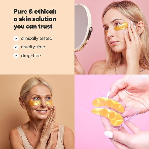 LE GUSHE Under Eye Mask & Patches (20 Pairs) - Gold Eye Mask with Collagen & Amino Acid for Puffy Eyes & Dark Circles
