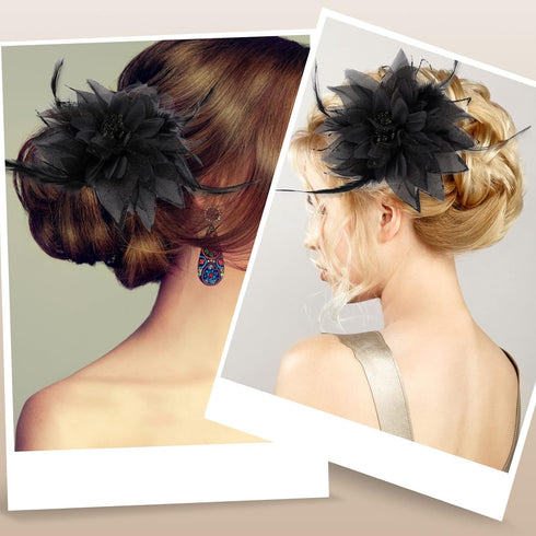 Sibba Flower Hair Clips, Black Pin Barrettes Rose Hair Dress Accessories for Women Girls Travel Wedding Prom