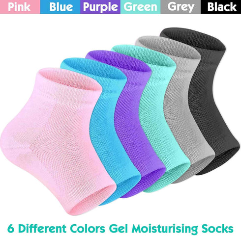 Selizo 6 Pairs Heel Moisturizing Socks, Open Toe Gel Repair Socks for Women, 6 Colors