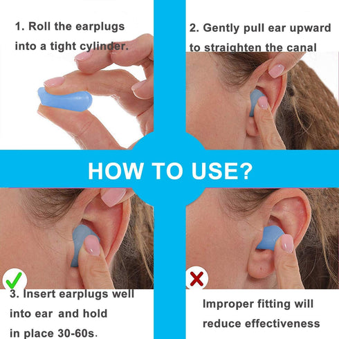 Ear Plugs for Sleeping, Reusable Silicone Moldable Noise Cancelling Earplugs for Swimming, Snoring