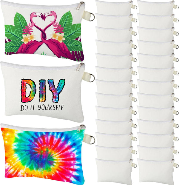 Weewooday Cosmetic Bags Multipurpose DIY Sublimation Blanks, Iron on Transfer Zipper Canvas Makeup Pouch for Travel