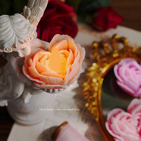 HUJIUTUO Soys Waxes Decorative Candle for Meditations Stress Relief Table Decorations Photo Props Rose Shape Scented