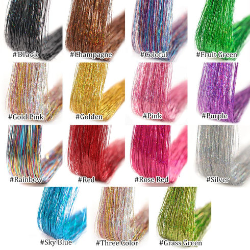 Silver Hair Tinsel Kit 12Pcs Clip in 20.5 Inch Heat Resistant Glitter Hair Accessories