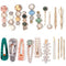 Mehayi 20 PCS Handmade Hair Clips, Pearls and Acrylic Resin Barrettes, Glitter Crystal Geometric Hairpin, Elegant Gold