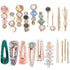 Mehayi 20 PCS Handmade Hair Clips, Pearls and Acrylic Resin Barrettes, Glitter Crystal Geometric Hairpin, Elegant Gold