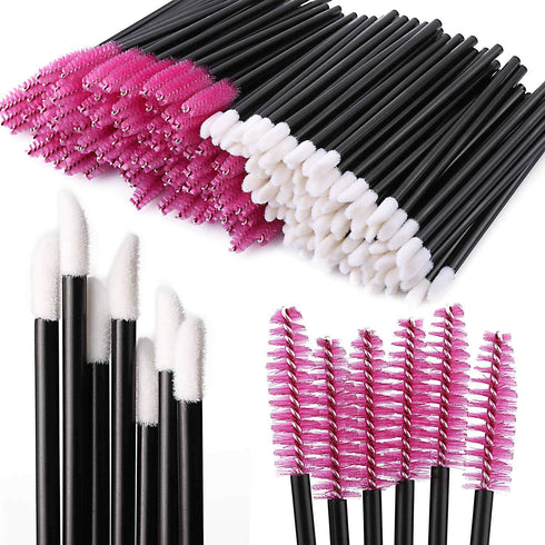Tbestmax 200 Disposable Mascara Wand Spoolies and Lip Brushes, Lipstick Lipgloss Applicator for Makeup Kits
