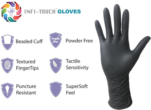 Disposable Latex Gloves, Powder Free, 12" Length, Medium Duty, Size Large, 50 Gloves