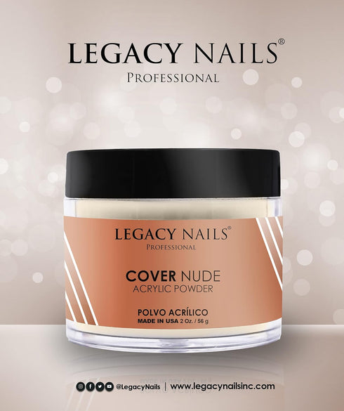 Legacy Nails Cover Acrylic Powder in Peach, Rose, Nude, White & Pink, 2oz (Nude)