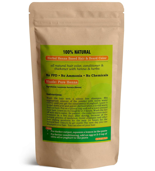 Natural PURE Henna Hair Color/Dye, 100% Pure Chemical Free Herbal Henna for Hair Care & Growth