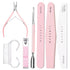 Makartt Nail File and Buffer, Pink Basic Nail Prep Kit with Cuticle Trimmer & Nail Care Tools