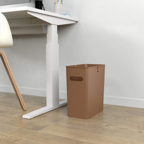 iTouchless SlimGiant 4.2 Gallon Narrow Space Trash Can and File Folder Organizer, 2-Packs, Toffee Brown