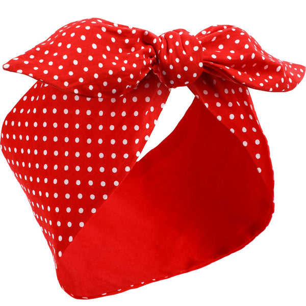 Hicarer Cute Red Polka Dot Bow Headbands Retro Bandana Headwraps 50s Vintage Hair Accessories for Women Halloween