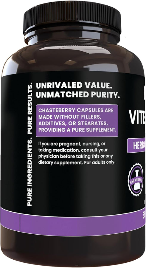 PURE ORIGINAL INGREDIENTS (365 Vitex Berry (Chasteberry) Capsules) No Magnesium Or Rice Fillers, Always Pure, Lab