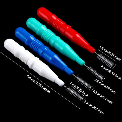 BBTO 100 Pcs Dental Brush Flosser for Braces, Interdental Brush Toothpick, Oral Dental Cleaners (Red, Blue, White,