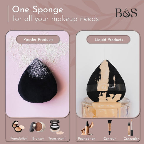 BLEND & SNAP Large Velour Triangle Makeup Puff for Smooth & Flawless Coverage Blotting Sponge for Foundation & Concealer / Powder Press Pad Precision Tip for Easy Application Makeup Artist