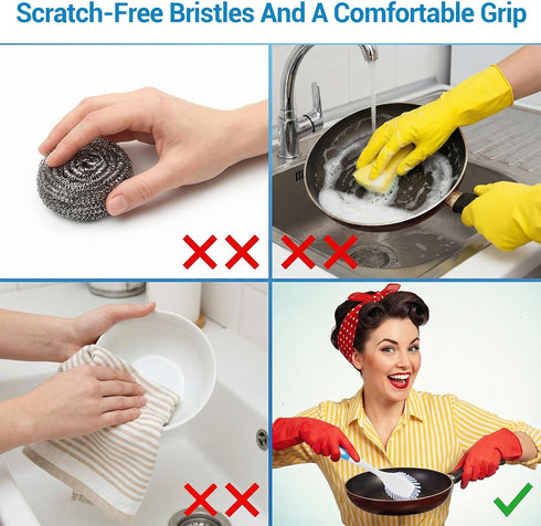 Meyeyaia 20pcs 11 Inch Blue Kitchen Dish Brush Bulk with Anti Slip Handle, Kitchen Bcrub Brush & Dish Brushes