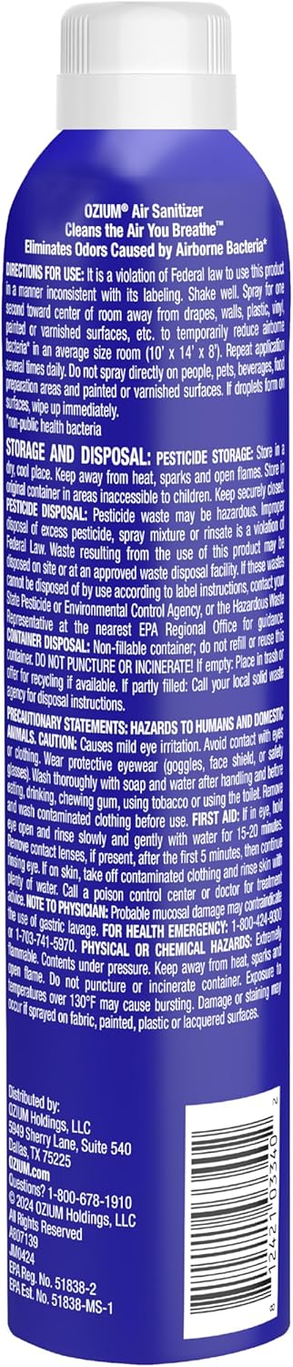 Ozium Country 8 oz 2 Pack Air Sanitizer Spray - Room Odor Eliminator for Home, Car, and Office - Fresh Air Cleaner