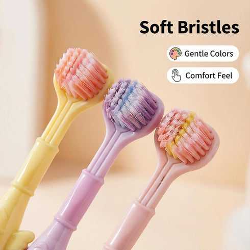 Mluyeri 3-Sided Set, 7.4 Inch, 360 3 Toothbrush Degree Cleaning, Pieces Manual Toothbrushes for Sensory and Autism