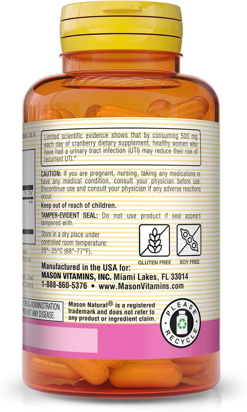 MASON NATURAL Cranberry Supplement - 450 mg, 60 Count, Pack of 3 for Antioxidant and Immune Health