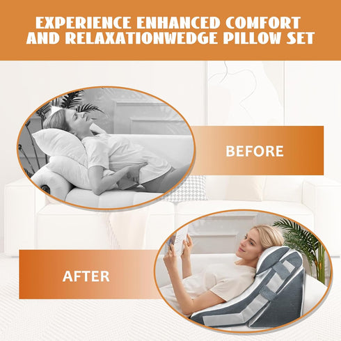 KGAUT 4PCS Set, Orthopedic Bed Wedge Pillow Adjustable Curve Memory Foam Wedge Pillow, Pillow Wedges for Post Surgery
