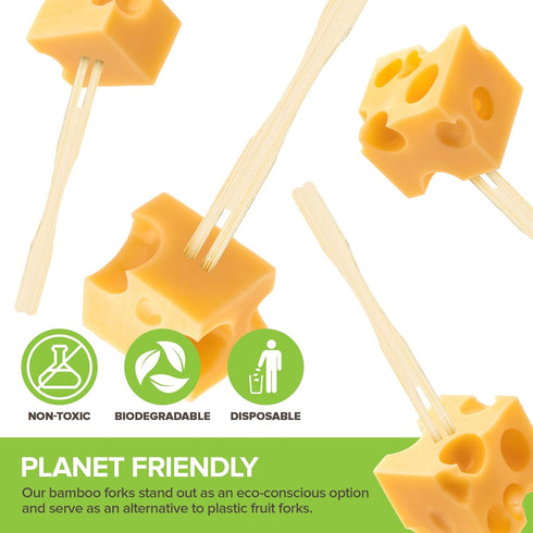 200 Bamboo Appetizer Forks, 3.5" Disposable Forks for Charcuterie and Mini Appetizers, Cocktail Picks