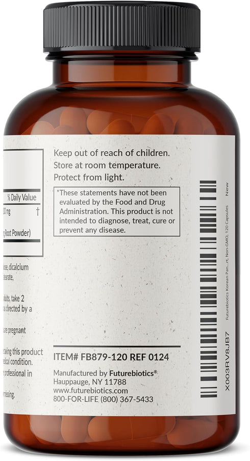 Futurebiotics Korean Panax Ginseng 1000 MG | Energy, Memory & Brain Health Support | Non-GMO, 120 Capsules