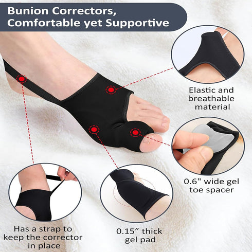 SANHLSKJ 2PCS Bunion Corrector for Women & Men,Hallux Valgus Pain Relief Toe Straightener,Non-Slip Stitched Gel