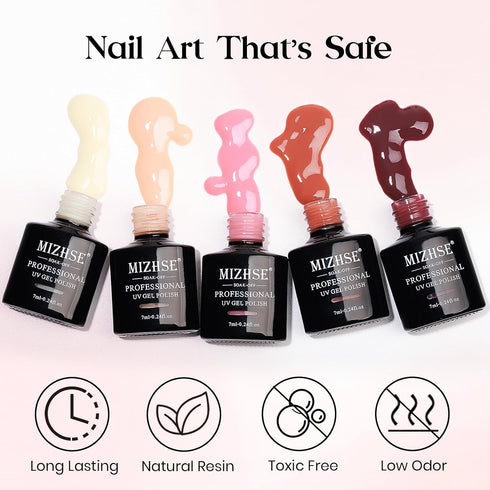 MIZHSE Jelly Gel Polish Set, 12 Colors Nude Translucent Spring Clear Pink Jelly Gel Nail Polish for Home Salon