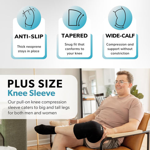 BraceAbility Plus Size Neoprene Knee Sleeve - Compression Support Brace for Bariatric Men or Women with Arthritis