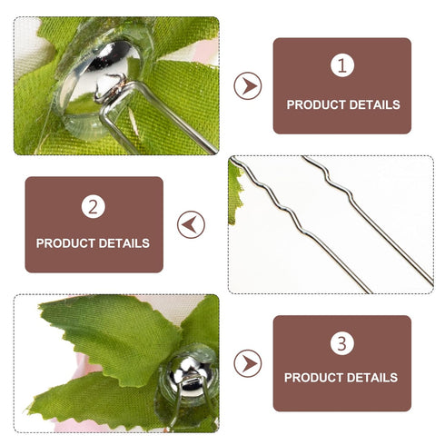 Mobestech 6Pcs Handmade Rose Flower Hair U Shaped Bobby Fork Picks, Decorative Hair Clips for Women Wedding & Bridal