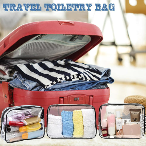 16 Pieces Clear Makeup Bags Bulk - TSA Approved Toiletry Bag for Travel, Waterproof Small Pouches with Zipper