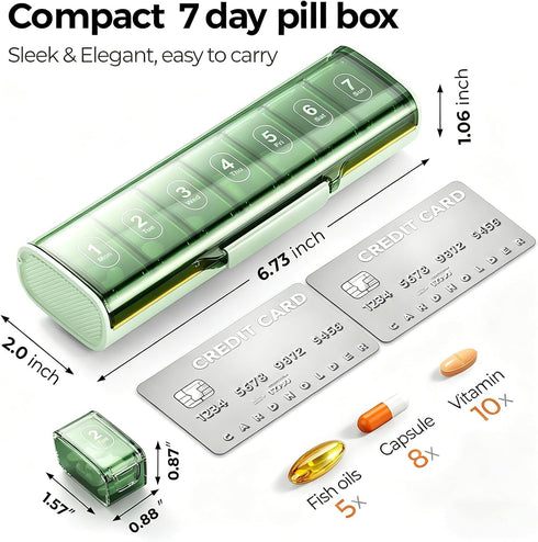 ZHIYES 7 Weekly Pill Organizer,Portable Day Pill Box,Moisture Proof Medicine Pill Organizer,Travel Pill Case