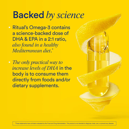 Ritual Omega 3 - Vegan DHA & EPA Fatty Acids in 2:1 Ratio, Brain and Heart Health Support, 30 Day Supply
