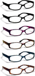 Boost Eyewear 6 Pack Reading Glasses, Modern Fashion Frames for Women and Men, Solid Black, Blue, Red, Purple, Tortoise