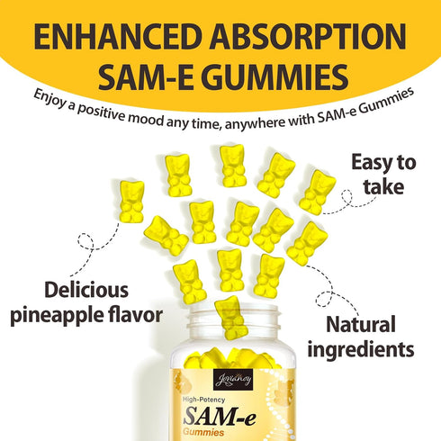 Gummies CoQ10, 90 Gummies Jovianoy SAM-e with L-Tyrosine, Vitamin B Complex & NAC, High-Potency SAM-e Supplement