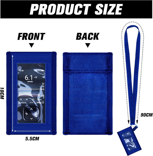 2 Pack Blood Glucose Meter Case with Lanyard Compatible with Dexcom G7 Glucose Monitor Pouch with Viewing Window for Diabetic Accessories Supplies (Blue)