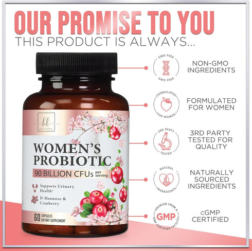 Probiotics for Women with Prebiotics, 90 Billion CFU & 16 Strains, 60 Capsules for Digestive, Vaginal & Immune Health