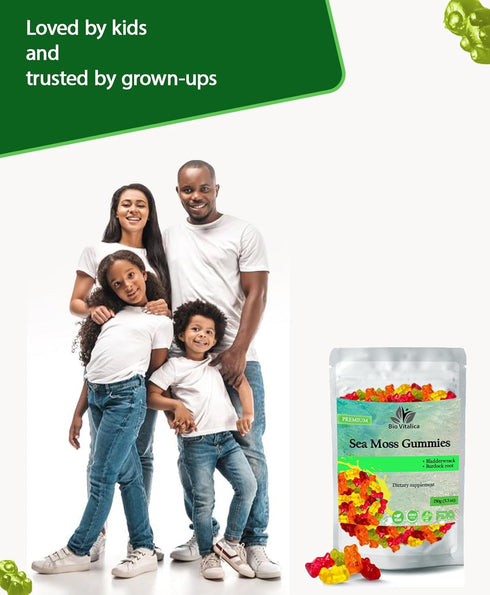 Sea Moss Gummies - Organic Irish Sea Moss, Bladderwrack, Burdock Root - Superfoods for Vegan, Keto Diet