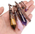 Jovivi 3pcs Natural Amethyst Rose Quartz Crystal - 12 Faceted Therapy Healing Dowsing Pendulum with Chain