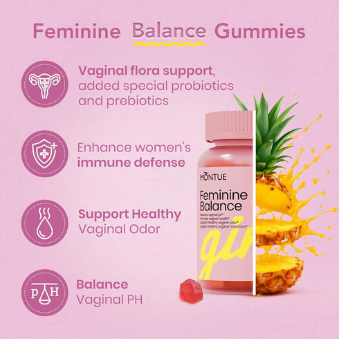 Gummies-pH Immune Non-GMO30 Gummies Montue Premium Diamond Feminine Balance Balance with Prebiotics & Lactobacillus